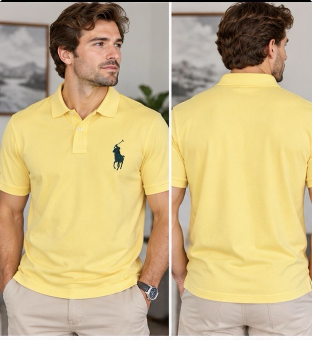 Polo Golf Ralph Lauren Men’s M Yellow Pima Cotton Big Pony Polo NWT